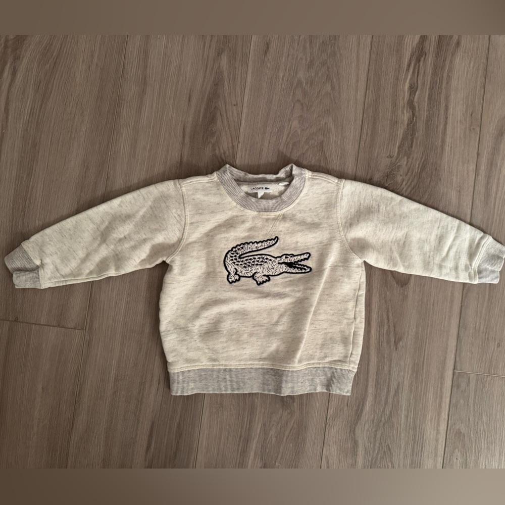 Lacoste Kids Cream Heather Sweatshirt with Crocodile Logo